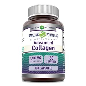 Amazing Formulas Advanced Collagen Supplement | Collagen Type I, II & III, with Vitamin C & Hyaluronic Acid | 1600 Mg Per Serving | 180 Capsules | Non-GMO | Gluten-Free | Made in USA Very Cheap