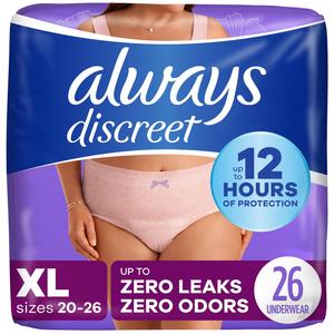 Always Discreet Adult Incontinence & Postpartum Underwear for Women, Classic Cut, Size Extra-Large, Maximum Absorbency, Disposable, 26 Count (Packaging May Vary) Pay With Paypal Cheap Pice