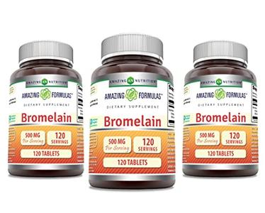 Amazing Formulas Bromelain 500 Mg Tablets Supplement | Non-GMO | Gluten Free | Made in USA (120 Count | 3 Pack) Free Shipping Fashion Style