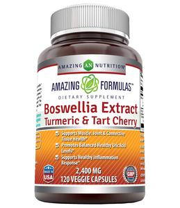 Amazing Formulas Boswellia Extract Turmeric and Tart Cherry 2400mg Veggie Capsules | Non-GMO | Gluten Free | Made in USA | Ideal for Vegetarians (120) Cheap Get Authentic