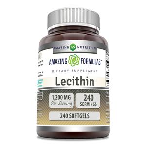 Amazing Formulas Lecithin 1200mg High Potency 240 Softgels Supplement | Non-GMO | Gluten Free | 2 Pack Discount Best Store To Get