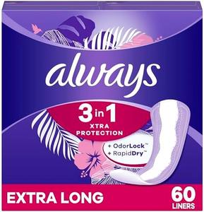 Always Xtra Protection 3-in-1 Daily Liners for Women, Extra Long, 60 CT (Packaging May Vary) Sale Extremely
