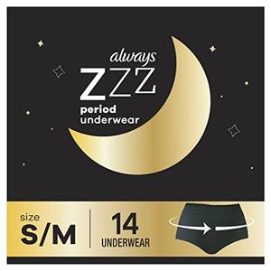 Always Zzzs Overnight Disposable Period Underwear For Women, Size Small/Medium, Black Period Panties, Leakproof, 7 Count x 2 Packs (14 Count total) Cheap Exclusive