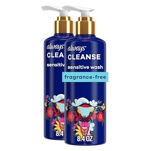 Always Cleanse Feminine Intimate Wash For Women, Ph Balanced For Sensitive Skin, Fragrance-Free, Gynecologist Tested, 8.4 Fl Oz, (Pack of 2) Package may vary With Credit Card For Sale