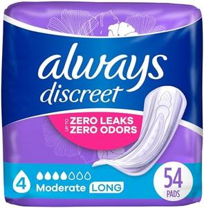 Always Discreet Adult Moderate Long Incontinence Pads, Up to 100% Leak-Free Protection, 54 Count (Packaging May Vary) Tumblr Online