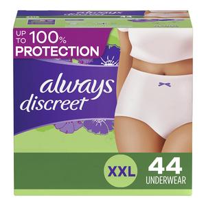 Always Discreet Adult Incontinence & Postpartum Underwear For Women, Size Xxl, Maximum Absorbency, Disposable, 22 x 2 Packs (44 Count total) Shop Offer Online