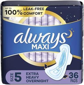 Always Maxi Overnight Pads with Wings, Size 5, Extra Heavy Overnight, Unscented, 36 Count Fashion Style Online