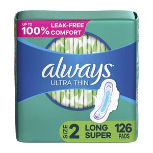 Always Ultra Thin Feminine Pads with Wings for Women, Super Absorbency, Unscented, Size 2, 126 Count Outlet Recommend