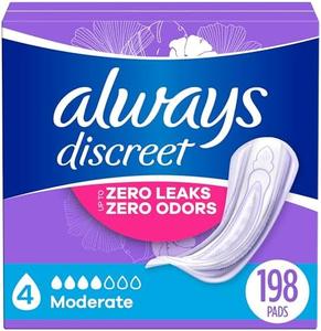 Always Discreet Adult Incontinence Pads for Women, Moderate Absorbency, Regular Length, Postpartum Pads, 198 CT 2025 Cheap Online