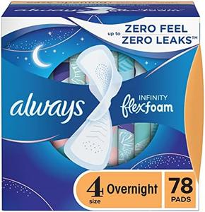 Always Infinity Feminine Pads for Women, Size 4 Overnight Absorbency, Multipack, with Flexfoam, with Wings, Unscented, 26 Count x 3 Packs (78 Count Total) Buy Cheap Footlocker Finishline