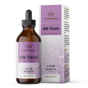 HERBAMAMA Milk Thistle Liquid Drops - Organic Milk Thistle Seed Tincture - Liver Detox - Milk Thistle Liquid Extract Supplement - Alcohol-Free - 4 fl oz Fast Delivery Online