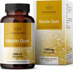 HERBAMAMA Mastic Gum Capsules - 1400 mg, 100 Caps - Pistacia Lentiscus Nutritional Supplement, Digestive Function & Liver Health - Vegan, Non-GMO Formula Resin Dietary Product Cheap In China