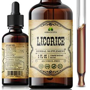 HERBALICIOUS Licorice Root Extract - Glycyrrhiza Glabra - Herbal Supplement for Digestion Restore Respiratory Health Fatigue & Immunity Support Vegan Gluten Free Liquid Tincture (2Fl Oz) Clearance Low Shipping