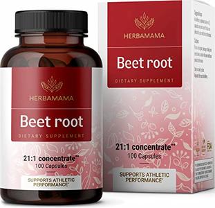 HERBAMAMA Beet Root Capsules - Organic Beetroot Extract Pills - High-Potency 21:1 Concentrate - Beet Root Powder Supplements - 100 Extra Strength Caps Cheap Sale Pictures