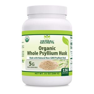 Herbal Secrets USDA Organic Whole Psyllium Husk 24 oz Powder Supplement | 5 Grams Per Serving | 136 Servings | Non-GMO | Gluten Free | Made in USA Cheap Sale Looking For