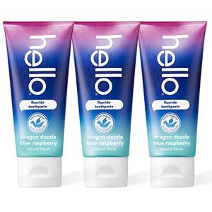hello Dragon Dazzle Blue Raspberry Kids Toothpaste, Fluoride Toothpaste, Ages 2 , No Artificial Sweeteners, No SLS, Gluten Free, Vegan, Pack of 3, 4.2 OZ Tubes Clearance Footlocker Pictures