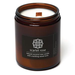 Hemlock Park Crackling Wood Wick Candle Handcrafted with Natural Coconut Wax and Essential Oils (Scarlet Rose, Standard 8 oz) Cheapest Pice Sale Online