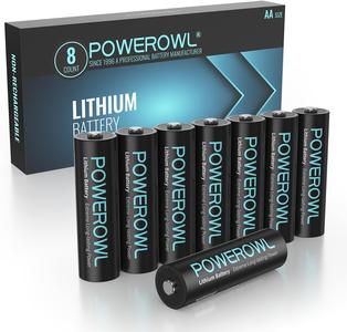 POWEROWL Lithium Batteries AA High Capacity Long Lasting, 1.5V Double A Battery for High-Tech Devices - 8 Pack Discounts