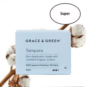 Grace & Green Organic Cotton Tampons Super (18 in Box) Sale Discount