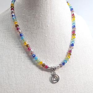 AA Rainbow Crystal Necklace Alcoholics Anonymous Excellent Sale Online