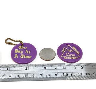 2 Vintage AA Purple Chips Alcoholics Anonymous Clearance Find Great
