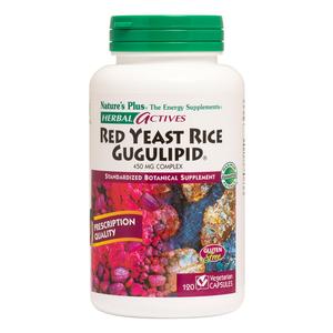Natures Plus Herbal Actives Red Yeast Rice Gugulipid - 450 mg, 120 Vegan Capsules - Heart Health Supplement, Cholesterol Support - Vegetarian, Gluten-Free - 120 Servings Largest Supplier