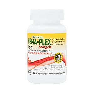 Natures Plus Hema-Plex Iron - 60 Fast-Acting Softgels - 85 mg Elemental Iron Vitamin C & Bioflavonoids for Healthy Red Blood Cells - Vegan, Gluten Free - 20 Servings Big Discount For Sale