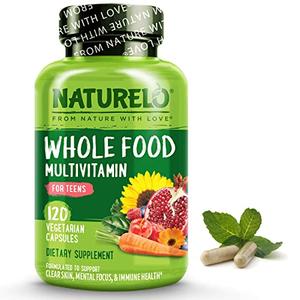 NATURELO Whole Food Multivitamin for Teens - with Vitamins & Minerals for Teenage Boys & Girls - Supplement for Active Kids - Non-GMO - Vegan & Vegetarian - 120 Capsules Clearance 100% Original