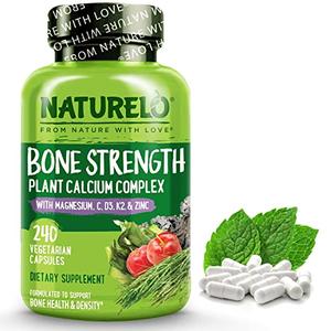 NATURELO Bone Strength - Plant-Based Calcium, Magnesium, Potassium, Vitamin D3, VIT C, K2 - GMO, Soy, Gluten Free Ingredients - Whole Food Supplement for Bone Health - 240 Vegetarian Capsules Cheap Sale 2025 Unisex