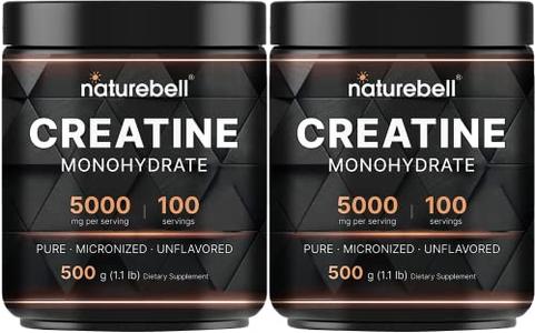 NatureBell 2 Pack Creatine Monohydrate Powder 500 Grams, 5000mg Per Serving, Pure Unflavored Creatine Powder - Micronized - Pre Workout | Keto | Vegan | Dissolves Easy | Filler Free Sale Get To Buy