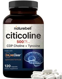 NatureBell Citicoline Supplements, CDP Choline, Citicoline 500mg Plus Tyrosine 50mg Per Serving, Optimized Dosage, 120 Capsules, 2 in 1 Formula, Dual Action Brain Supplement, Non-GMO Cheap Geniue Stockist