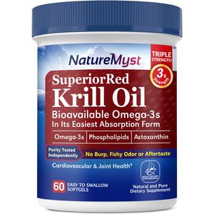 NatureMyst Krill Oil, Professional Grade 60 Liquid Softgels, Non-GMO, Gluten Free, Made in The USA Pick A Best For Sale
