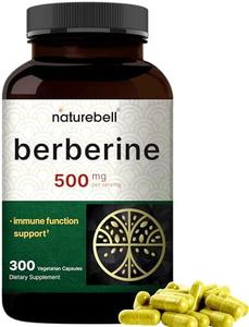 NatureBell Berberine Supplement 500mg | 300 Veggie Capsules, 97% Pure Berberine HCL 5:1 Root Extract Plant Based, Vegan, Non-GMO Buy Authentic Online