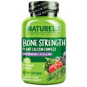 NATURELO Bone Strength - Plant-Based Calcium, Magnesium, Potassium, Vitamin D3, VIT C, K2 - GMO, Soy, Gluten Free Ingredients - Whole Food Supplement for Bone Health - 180 Vegan Friendly Capsules Cheap Affordable