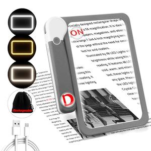30X 10X 5X Large Magnifying Glass with Light, Rechargeable Foldable Full Book Page Magnifier, 48 LED Light Small Print Magnifier Sheet Lightweight for Low Visual Person and Seniors Light Gray Outlet Sale Online