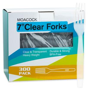 300 Count Clear Disposable Plastic Forks, Heavy Weight Disposable Forks Plastic Utensils for Parties, Picnics, Big Event, Daily Use For Sale Cheap Pice