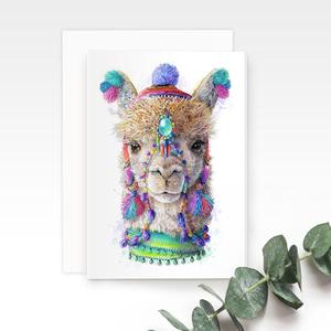 Bohemian Alpaca Llama Greeting Card Discounts Cheap Pice