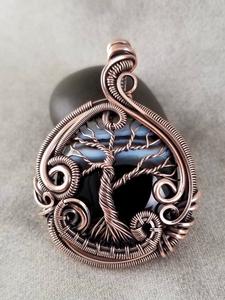 CBG Designs Ornate Tree of Life Banded Agate Necklace Clearance Fast Delivery