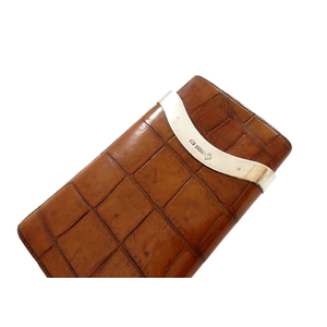 Antique Edwardian Sterling Silver & Crocodile Leather Cigar Case 1905 Classic For Sale