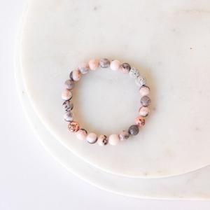 Essential Oil Diffuser Bracelet: Pink Zebra Jasper & Rose Gold Discounts Sale Online