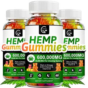 (3 Pack) Hemp Gummies 600,000mg Extra Strength -180ct - Promotes Focus Calm, Sleep and Calm Mood, 100% Natural Hemp Oil Extract Infused Gummies, Vegan, Non-GMO, Gluten-Free Discount Footaction