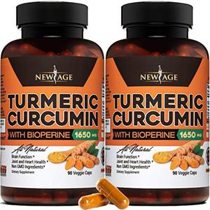 (2-Pack) Turmeric Curcumin with Bioperine 1650mg by New Age. Premium Joint & Healthy Inflammatory Support with 95% Standardized Curcuminoids. Non-GMO, Gluten Free Capsules with Black Pepper Footlocker Finishline For Sale