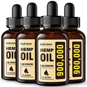 (4 Pack) Hemp Oil for Pain Relief and Inflammation - Helps Anxiety Stress Relaxation Sleep Mood Focus Joint - Made from Hemp Seed Oil - Organic Vegan Extract Drops Tincture Free Shipping Shop