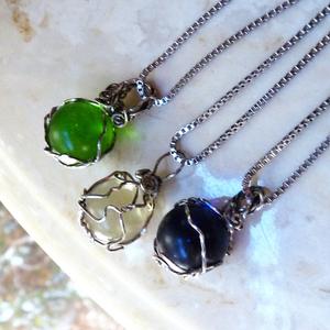 Boho Wire Wrapped Clear Marble Necklace Fashionable Cheap Pice