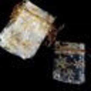 20x CHRISTMAS ORGANZA GIFT BAG WHITE WITH GOLD SNOWFLAKE 9cm x 7cm Excellent