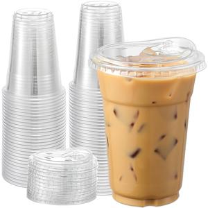 AOZITA 100 Sets - 24 oz Crystal Clear Plastic Cups With Sip Lids, Disposable Cups With Sip Through Lids for Iced Coffee, Smoothie, Milkshake, Cold Drinks Outlet Best Pices