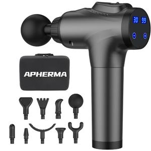 APHERMA Massage Gun, Muscle Massage Gun for Athletes Handheld Electric Deep Tissue Back Massager, Percussion Massage Device for Pain Relief with 30 Speed Levels 9 Heads Outlet Reliable