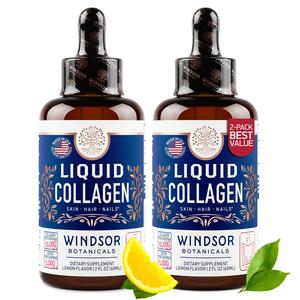 Windsor Botanicals Two-Pack Liquid Collagen Peptides Supplement - Concentrated Hair, Skin, Nail, Joints Support - 4oz (2x2 oz) Cheap Original