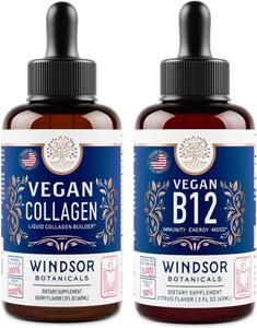 Windsor Botanicals Vegan Collagen Builder and Vegan B12 Liquid - Body and Mind Bundle Cheap Outlet Locations
