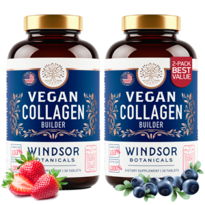 Windsor Botanicals 2-pack Vegan Collagen Builder Tablets - For Youthful Skin, Hair, Nails and Joints - 60 Tablets Outlet Choice